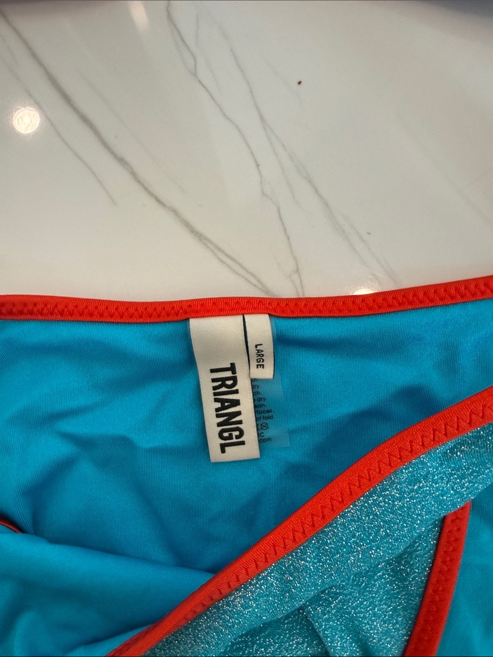 triangl swimwear turquoise bikini with red trim - Picture 3 of 8